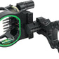 Archery 5-Pin Bow Sight - 0.019" Fiber, Brass Pin, Aluminum Machined - Right and Left Handed, with Hi-Vis Level for Archery, Hunting, Shooting