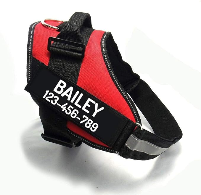 PawPawify Custom No Pull Dog Harness with Name and Phone Number, Heavy Duty Personalized Pet Vest to Prevent Tugging, Pulling, or Choking, Training and Walking (Red, XL (60-85 LBS))