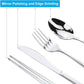 10PCS Portable Silverware Set with Case, Lengnoyp Travel Camping Utensils Set, Premium Stainless Steel Travel Cutlery Set, Reusable Safe Flatware Sets for Lunch Box/Workplace/Students, Silver