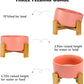 SPUNKYJUNKY 15° Slanted Ceramic Dog and Cat Bowl with Wooden Stand, Tilted Bulldog Food and Water Bowl No Slip Non-Spill for Cats Medium Dogs Big Face Pets 28.7 OZ (3.6 Cups,Pink)