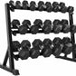 6-10 Pair Iron and Rubber Dumbbell Set 350/450 and 550 lbs 5-50 lbs Hand Free Weight for Strength Hex Coated Weights with Vertical Storage Rack Home Gym 5-50 lb - Black