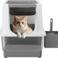 RIZZARI Stainless Steel Cat Litter Box, Odorless Enclosed Litter Box with Top Holes, Large Litter Pan for Small to Large Sized Cats (Dark Gray, 23.8" L*15.9" W*16.1" H)
