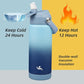 Insulated Water Bottle with Straw Lid,18 oz Stainless Steel Vacuum Metal Bottle with Silicone Handle,Sky