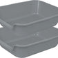 2 Pack of Extra Large Cat Litter Box (ABS Material), Low Entry Senior Litter Pen for Geriatric Kitty Big Cats, Jumbo Pet Safe Litter Boxes Tray for Indoor Pets Potty (Gray, 20" L x 15.5" W)