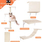 Modern Wall-Mounted Cat Furniture - 5pcs Cat Wall Shelves, Wooden Climber Includes House, Bridge, Tree, Steps, and Scratcher