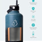BUZIO 64oz Insulated Water Bottle with Straw Lid, Half Gallon Double Wall Food-Grade Stainless Steel Water Bottle with Carrying Pouch, Wide Mouth BPA-Free Sweat-Proof Sports Water Flask, Keep Hot Cold