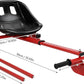 Adjustable Height Ice Skating Ski Sled Board for Kids, 360° Non-Slip Pedals & Support Stick, 176.4lbs Capacity Snow Slider - Red&Black