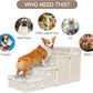 Dog Stairs with Storage, 4-Step Folding Pet Steps for Small Dogs and Cats, Pet Steps Storage with Zip, Pet Stairs for High Bed, Couch and Car Ramp (Beige, 4 Steps no Condo)