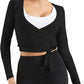 Women Tie Front Shrug Long Sleeve Bolero Cardigan Lightweight Casual Tops