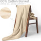 100% Cotton Herringbone Weave Blankets, 66"X90" Twin, Throw Blanket for Bed, All Season Cotton Blanket, Cozy Blanket,Throws & Bed Blanket, Throw Blanket for Couch, Modern Home Decor - Beige