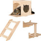 KVIDA Cat Wall Shelves Set – 5PCS Extra-Large Wall Mounted Cat Furniture with 2 Platforms, Sisal Scratching Post & Cat House – Solid Wood Climbing Wall for Large Indoor Cats