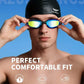 7 in 1 Swim Goggles + Swim Cap for Men Women,No Leak Anti-Fog & UV, Wide Visio HD Mirror PC Lens