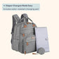 BabbleRoo Extra Large Diaper Bag Backpack, Expandable Baby Bag with Up to 50% More Capacity - Travel Essentials Baby Bag Tote with Changing Pad, Stroller Straps & Pacifier Case - Unisex, Light Gray