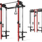 Mikolo Folding Squat Rack, Wall Mounted Power Rack with Cable Crossover Machine & LAT Pull Down, Functional Trainer with 5 Adjustable Function Modes, for Home Gym and Space Saving