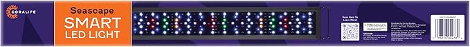 Coralife Fish Tank Aquarium Seascape WiFi/Bluetooth Smart LED Light Fixture, 30-36"