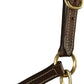 HORZE Fremont Soft Synthetic Leather Horse Halter | Fully Adjustable with Brass Hardware & Contrast Stitching - Brown - Horse