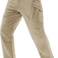 TACVASEN Men's Winter Pants 9 Pockets Fleece Snow Hiking Pants Water-Resistant Warm Softshell Thick Tactical Pants