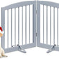Freestanding Pet Gate for Dogs, Foldable Wooden Dog Gate for House, Indoor Pet Barrier for Stairs, Doorways, Support Feet Included, 24" Height 2 Panels, Grey