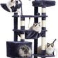 Cat Tree, Cat Tower for Large Cats with 2 Big Platforms, 2 Baskets, condo and Toys, 63" Cat Scratching Posts for Indoor Cats, Smoky Gray GCT020G