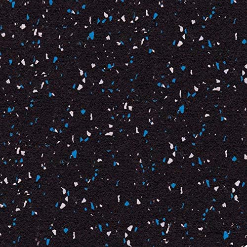 American Floor Mats 1/4in (7mm) Thick 10% Blue/Grey 4' x 15' Heavy Duty Rubber Rolls, Protective Exercise Mats, Home Gym Rubber Flooring