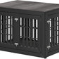 42" Heavy Duty Dog Crate Furniture for Small,Medium and Large Dogs,Rustic Wooden Dog Cage Kennel Indoor Furniture with Waterproof Top,Decorative Pet House Side End Table (Black & Grey)