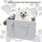 Fashion Pet Carrier Dog Purse Cat Bag Soft-Sided Carriers Travel Airline Approved, Stylish Leather Tote Handbag for Small Animal Puppy Kitten (Grey)