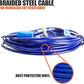 BV Dog Tie Out Cable 25 Feet - Heavy Duty Dog Lead Up to 60 Pounds - Reflective & Rust-Free with Quick Release Swivel Clips & 360° Rotating Clasp - Tangle-Free Dogs Runner for Yard (Blue, Single)