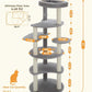 PETEPELA 61" Cat Tree for Indoor Cats, [6-Levels] Cat Climbing Tower with 9 Sisal Scratching Posts and Replaceable Dangling Ball &Top Perch, Grey