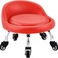 Lanstics Low Rolling Stool with Leather Roller Seat and Backrest - Universal Wheels for Home Office and Fitness (Red)