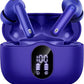 Wireless Earbuds, Bluetooth 5.4 Headphones Bass Stereo, Ear Buds with Noise Cancelling Mic, IP7 Waterproof in Ear Earphones, 36H LED Display Bluetooth Earbuds for Laptop Pad Phones Sports, Dark Blue