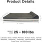 Laifug Orthopedic Memory Foam Extra Large Dog Bed with Pillow and Durable Water Proof Liner & Removable Washable Cover & Smart Design (Large (46"x28"x8"), Grey)