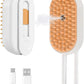 Generic Cat Steam Brush,Rechargeable with Handle,Self-Cleaning Grooming Tool,for Cats and Dogs,4 In1 Cat Steamy Brush, Multifunctional Hair Comb for Removing Tangled and Loose Hair (white)