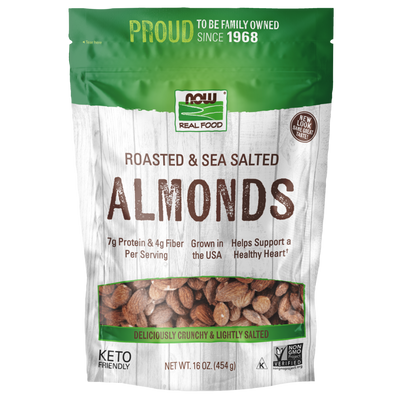 Now Real Food Almonds Roasted With Sea Salt 1 Pound - 7009