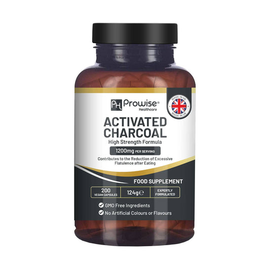 Activated Charcoal Capsules 1200mg 200 High Strength Vegan Capsules Coconut Shell