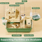 Cycodo 8 in 1 Acrylic Hamster Cage,2-Tier Dwarf Hamster Cage with Wooden Wheel & Hideout,Small Hamster Habitat with Accessories,Clear Pet Mice House(Green,14" L*10" W*11" H)