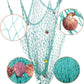 Rosoz Nature Fish Net Wall Decoration with Shells, Ocean Themed Wall Hangings Fishing Net Party Decor for Pirate Party,Wedding,Photographing Decoration (Aqua)