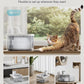 DownyPaws Battery Operated Cat Water Fountain Stainless Steel, 84oz/2.5L Fursink Wireless Pet Water Fountain for Cats Inside, Automatic Dog Water Dispenser with Faucet, Quiet Pump, BPA-Free, White