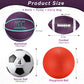Deekin 4 Pcs Sport Balls Set for Kids Teens, Include Official Size 5 Basketball 4 Soccer 6 Football Playground Ball and Pump Sports Equipment Bag Recess Equipment Sport for Students(Purple, Teal)