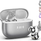 PAXA Bling Open Ear Clip On Earbuds with LED Display & Crystal Butterfly Earrings, Comfort Bluetooth 5.4 Wireless Ear Buds 50H Playtime for Women Girl Work, Fitness, Daily Wear, Gift, Silver