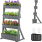 SUNYRISY 4 Tiers Vertical Raised Garden Bed Outdoor Planter Tower, Wooden Freestanding Planter Box for Planting Herbs Flowers Vegetables Backyard Patio Balcony Indoor Outdoor Gardening, Grey