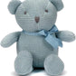 100% Organic Cotton Baby Toys Blue Teddy Bear 6.5" Stuffed Animals for Newborn