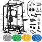 Mikolo All-in-One Smith Machine Home Gym with 230lbs Weight Plates, Power Cage with Cable Crossover, LAT Pulldown, Squat Rack & Adjustable Weight Bench