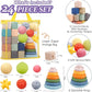Montessori Toys for Babies,Soft Stacking Building Blocks Rings Balls Sets,3 in 1 Baby Toy Bundle,Sensory Toy for 6-12 Months, Soft Teething Toys for Babies,Baby Gifts for Boy Girl