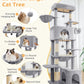 Cat Tree Large Cat Tower Tree 68" Multi-Level Cat Tower for Indoor Cats with Sisal Scratching Posts, Widen Cat Perche, Square Hammock, 2 Widen Condos, Scratching Posts, Light Grey