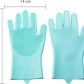 Pet Grooming Gloves，Heat-Resistant Silicone Gloves with High-Density Teeth for Enhanced Massaging and Bathing of Dogs and Cats (Green, 1 Pair)