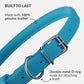 CollarDirect Rolled Leather Dog Collar, Soft Padded Round Puppy Collar, Handmade Genuine Leather Collar Dog Small Large Cat Collars 13 Colors (11-14 Inch, Light Blue)