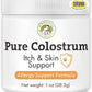 Wholistic Pet Organics Pure Colostrum - 1 Oz - Dog Allergy Relief & Itchy Skin Treatment, Senior Dog Supplements & Immune Support, Licking Paws, Anti Itch for Dogs and Cats