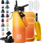 32 oz Insulated Water Bottle | Thickened Stainless Steel Vacuum Metal | Portable Sports Water Jug for Gym and Hiking with Straw, Carrier Bag, Handle Strap | BPA-Free 32 oz