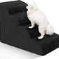 Dog Stairs for Small Dogs - High Density Foam Pet Steps, Extra Wide Dog Ramp with Non-Slip Bottom for High Beds, Couch and Sofa, Best for Dogs Injured, Older Doggy Cats, 4 Steps, Black