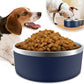 IKITCHEN Dog Bowl for Food and Water, 40 Oz Stainless Steel Pet Feeding Bowl, Durable Non-Skid Double Wall Insulated Heavy Duty with Rubber Bottom for Medium Large Sized Dogs (40 Ounces/5 Cup, Blue)